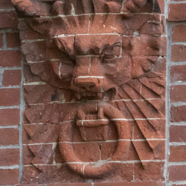 Brick carving - Bacon Free Library Natick MA